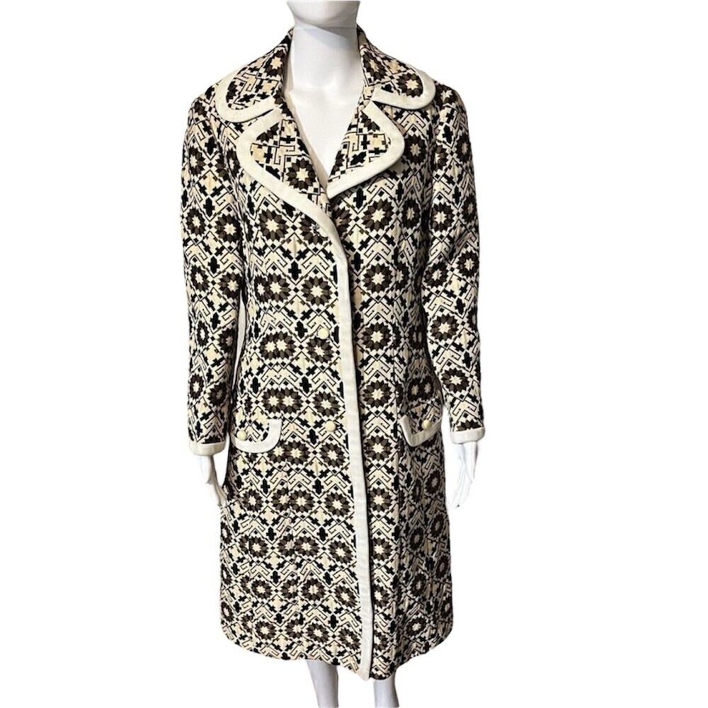 Vintage LILLI ANN Paris 50s 60s Tapestry Jacquard Button Mod House Coat Jacket